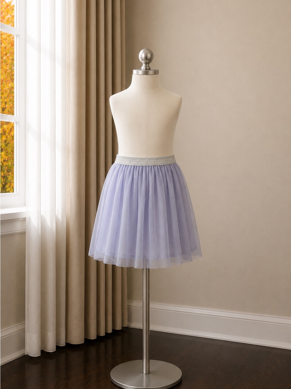 Gymboree Lavender Blue Tulle Skirt with Silver Elastic Waistband